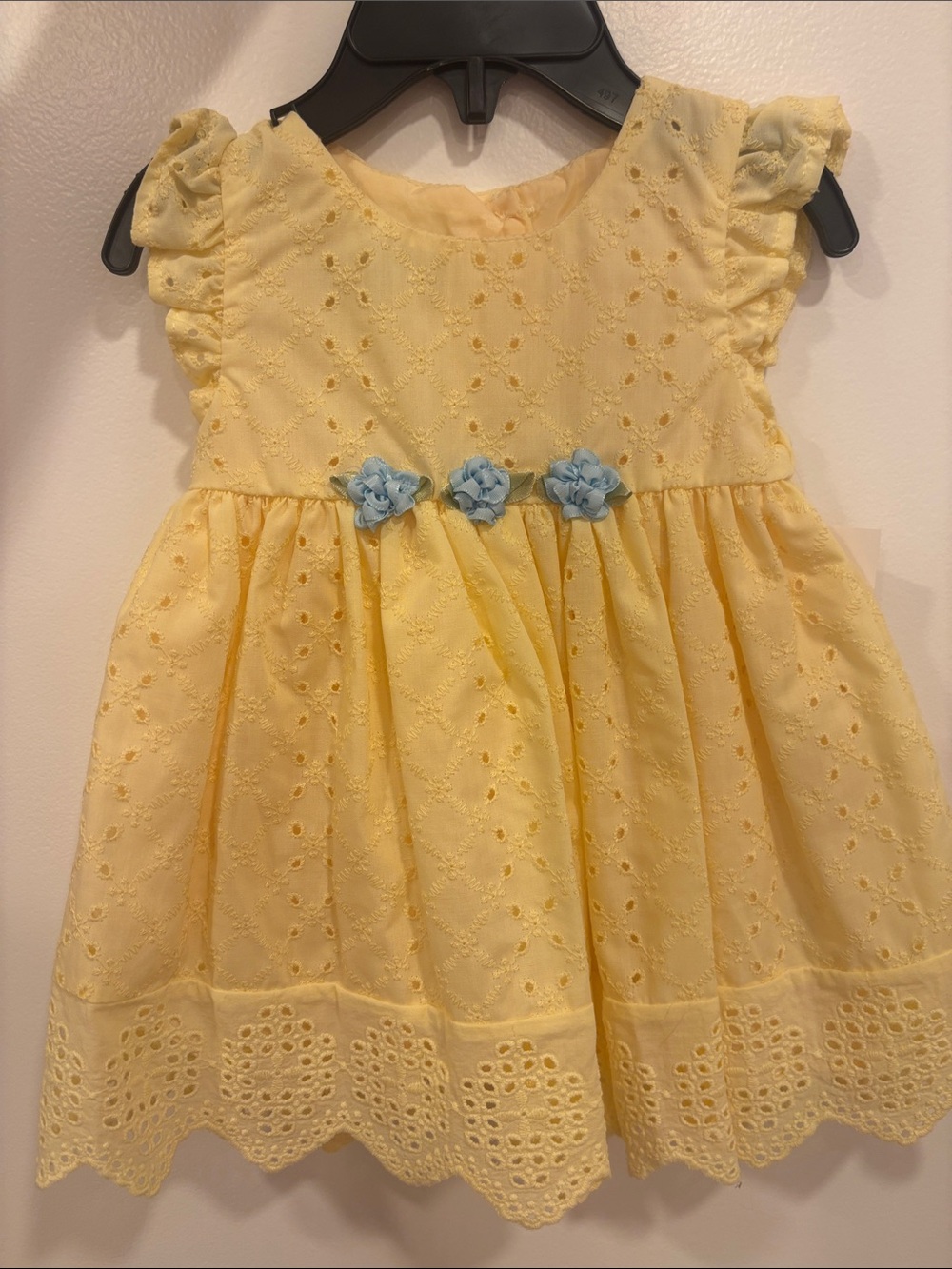 Yellow Eyelet Flower-Trim Baby Dress - 3/6 months NWT